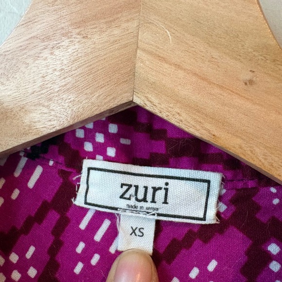 Zuri Kenya Dress Pink Geometric Print Sleeveless Button Up Shirt Dress Size XS - Picture 4 of 6